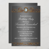 Diamond and Gold Dark Silver Birthday Kaart (Voorkant / Achterkant)