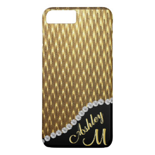 Diamond and Gold Monogram iPhone 8 Plus / 7 Plus Hoesje