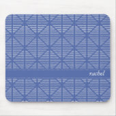 Diamond and Stripes Pattern Navy/Blue Custom Name Muismat (Voorkant)