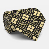 Diamond and Wave Pattern Gold Black Stropdas (Opgerold)