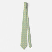Diamond and Wave Pattern Gold Cyan Stropdas (Voorkant)