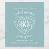 Diamond anniversaire 60 ans d'amour vin étiquettes (Étiquettes simples)