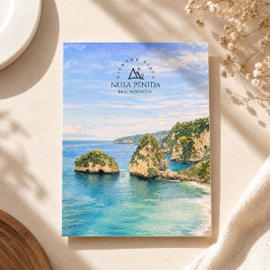 Diamond Beach Bali Waterverf Turquoise Zee Feestdagenkaart