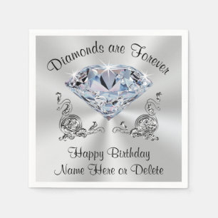 Diamond Birthday Party Napkins, gepersonaliseerd Servet