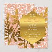 Diamond Birthday Peach Pastel Gold Leaf Lace Kaart (Voorkant / Achterkant)