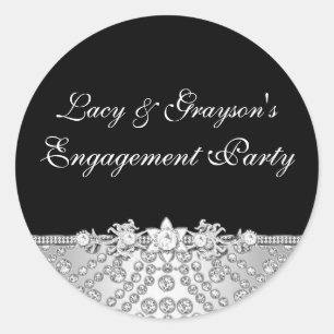 Diamond Black & Silver Verlovingsfeest Sticker