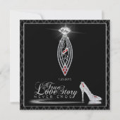 Diamond Black Stropdas Invitation Kaart (Voorkant)