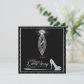 Diamond Black Stropdas Invitation Kaart (Staand voorkant)