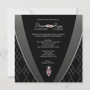Diamond Black Stropdas Invitation Kaart