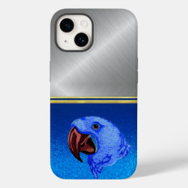 Diamond Blauwe Glitter Papegaai Vogel Liefhebber H Case-Mate iPhone 14 Hoesje