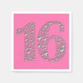 Diamond Bling 16 Zestien 16e verjaardag ELKE KLEUR Servetten (Voorkant)