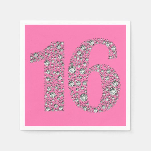 Diamond Bling 16 Zestien 16e verjaardag ELKE KLEUR Servetten (Voorkant)