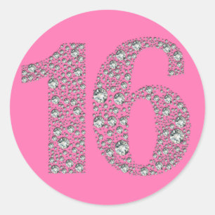 Diamond Bling 16 Zestiende verjaardagsfeest Favor Ronde Sticker