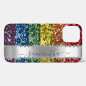 Diamond Bling Glitter Calligrafie Name Rainbow Case-Mate iPhone Case (Achterkant (horizontaal))