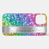 Diamond Bling Glitter Calligrafie Name Rainbow Case-Mate iPhone Case (Achterkant (horizontaal))
