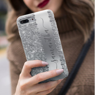 Diamond Bling Glitter Calligraphy Naam Roze Goud Samsung Galaxy Hoesje