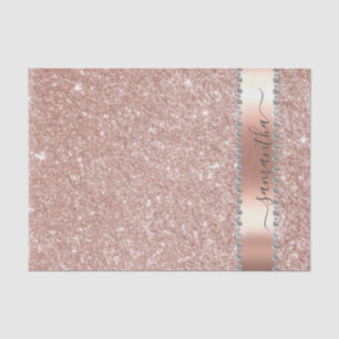 Diamond Bling Glitter Calligraphy Naam Roze Goud Tissuepapier