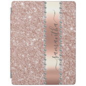 Diamond Bling Glitter Calligraphy Name Roos Gold iPad Cover (Voorkant)