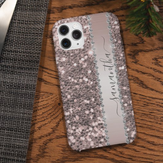 Diamond Bling Glitter Kijk Roze kalligrafie Case-Mate iPhone Case