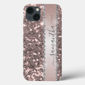 Diamond Bling Glitter Kijk Roze kalligrafie Case-Mate iPhone Case (Achterkant)