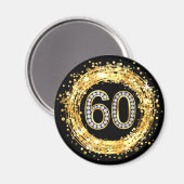 Diamond Bling Nummer 60 Glitter Confetti | Goud Magneet (Voorkant / Achterkant)
