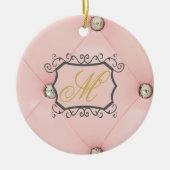 Diamond Bling Pink Tufted Leather Pattern Ornament (Voorkant)