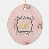 Diamond Bling Pink Tufted Leather Pattern Ornament (Links)