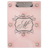 Diamond Bling Pink Tufted Monogram Clip Board Klembord (Voorkant)
