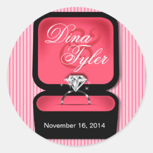 Diamond Bling Ring Box rond koraal Ronde Sticker