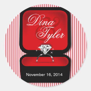 Diamond Bling Ring Box rood Ronde Sticker