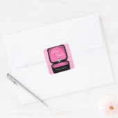 Diamond Bling Ring Box vierkant roze Vierkante Sticker (Envelop)
