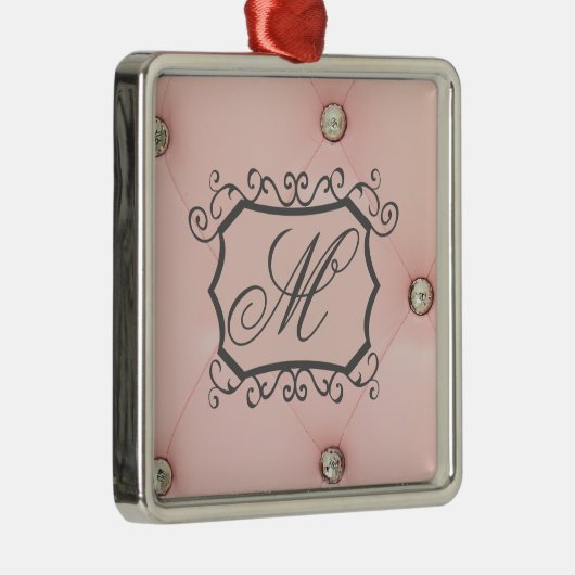 Diamond Bling Roze Getuft Monogram Ornament (Rechts)