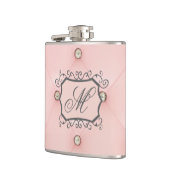 Diamond Bling Roze Getuft Monogram Whiskey Flask Heupfles (Links)