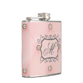 Diamond Bling Roze Getuft Monogram Whiskey Flask Heupfles (Rechts)