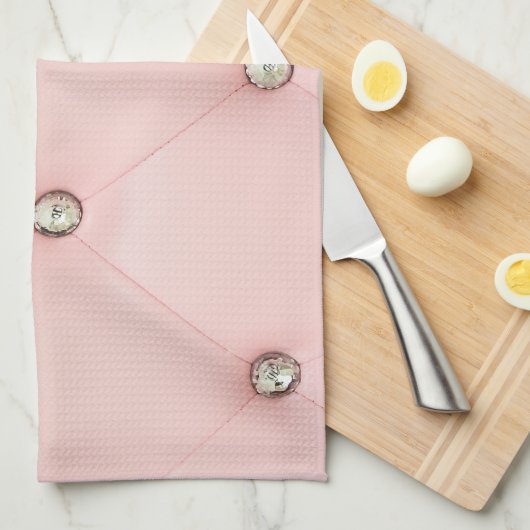 Diamond Bling Roze Tufted Keuken Dish Handdoek (Quarter Fold)