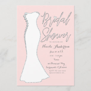 Diamond Bling Trouwjurk Roze Bruids Shower Kaart