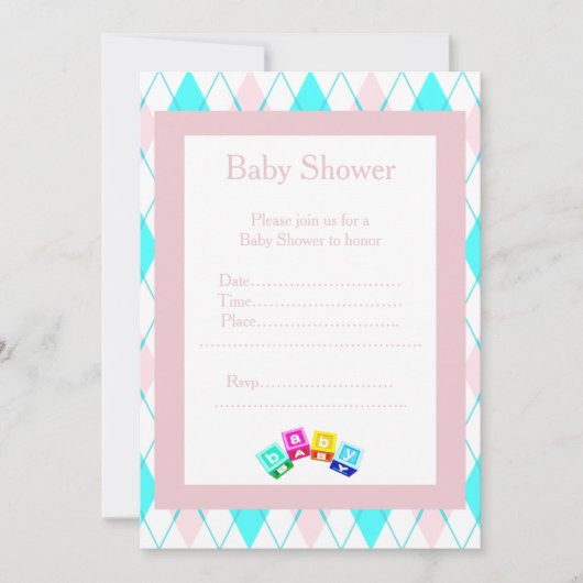 Diamond Blocks baby shower-uitnodiging Kaart (Voorkant)