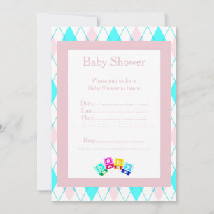 Diamond Blocks baby shower-uitnodiging Kaart
