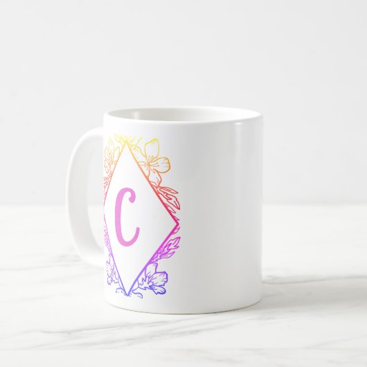 Diamond Botanical Monogram Coffee Mug |Personalize (Devant gauche)