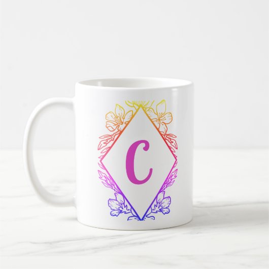 Diamond Botanical Monogram Coffee Mug |Personalize (Gauche)