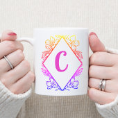 Diamond Botanical Monogram Coffee Mug |Personalize Koffiemok
