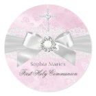 Diamond Bow Pink First Holy Communion Sticker