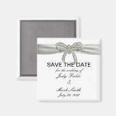 Diamond Bow Wedding Enregistrer La Date Magnet (Recto/Verso)