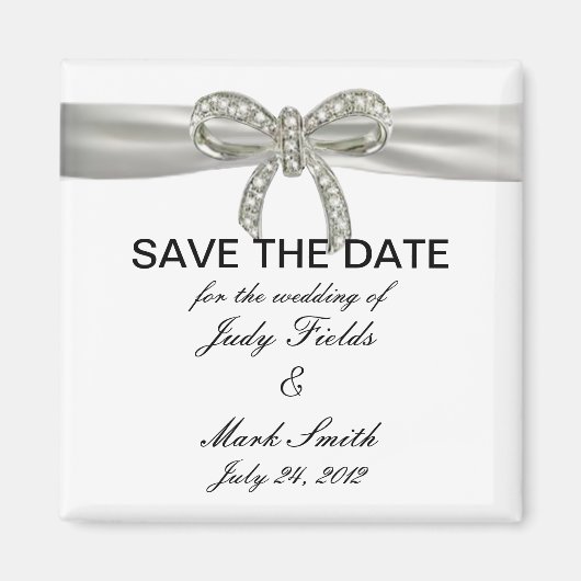 Diamond Bow Wedding Enregistrer La Date Magnet (Devant)