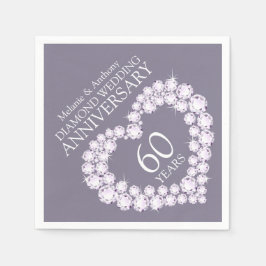 Diamond Bruiloft Jubileum hart naam servetten
