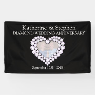 Diamond Bruiloft jubileum zwarte banner