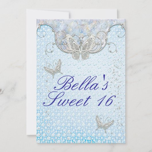 Diamond Butterfly Party Uitnodigingen (Achterkant)