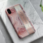 Diamond Calligraphy Name Roos Gold Agate Case-Mate iPhone Case