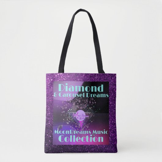Diamond & Carousel Dreams Paars Faux Glitter Tote Bag (Voorkant)