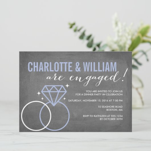 Diamond Chalkboard Verlovingskaart | Verlovingsfee Kaart (Staand voorkant)